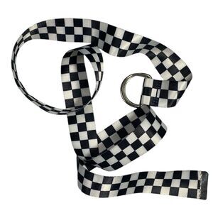 Black & White Checkered Woven Adjustable Belt